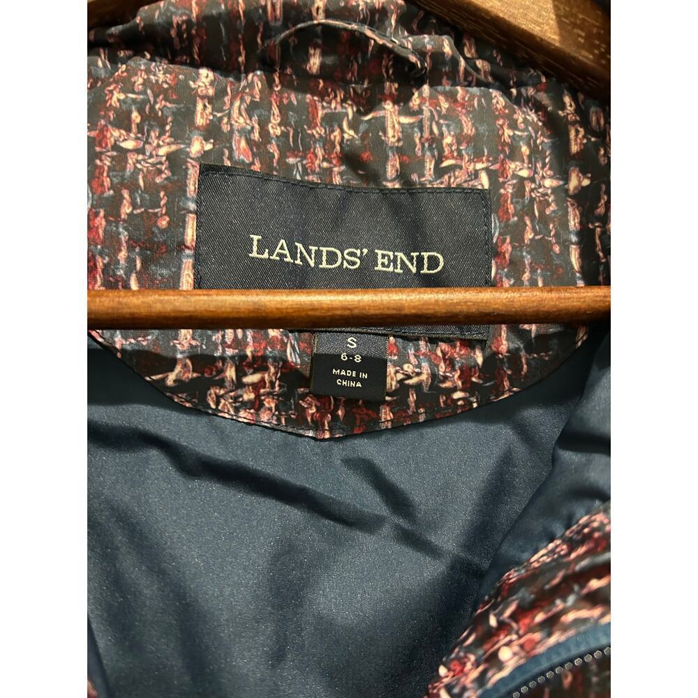 Lands’ END Women’s Max 600 Down Puffer Vest Multi Color Tweed Print Size S - Picture 3 of 9